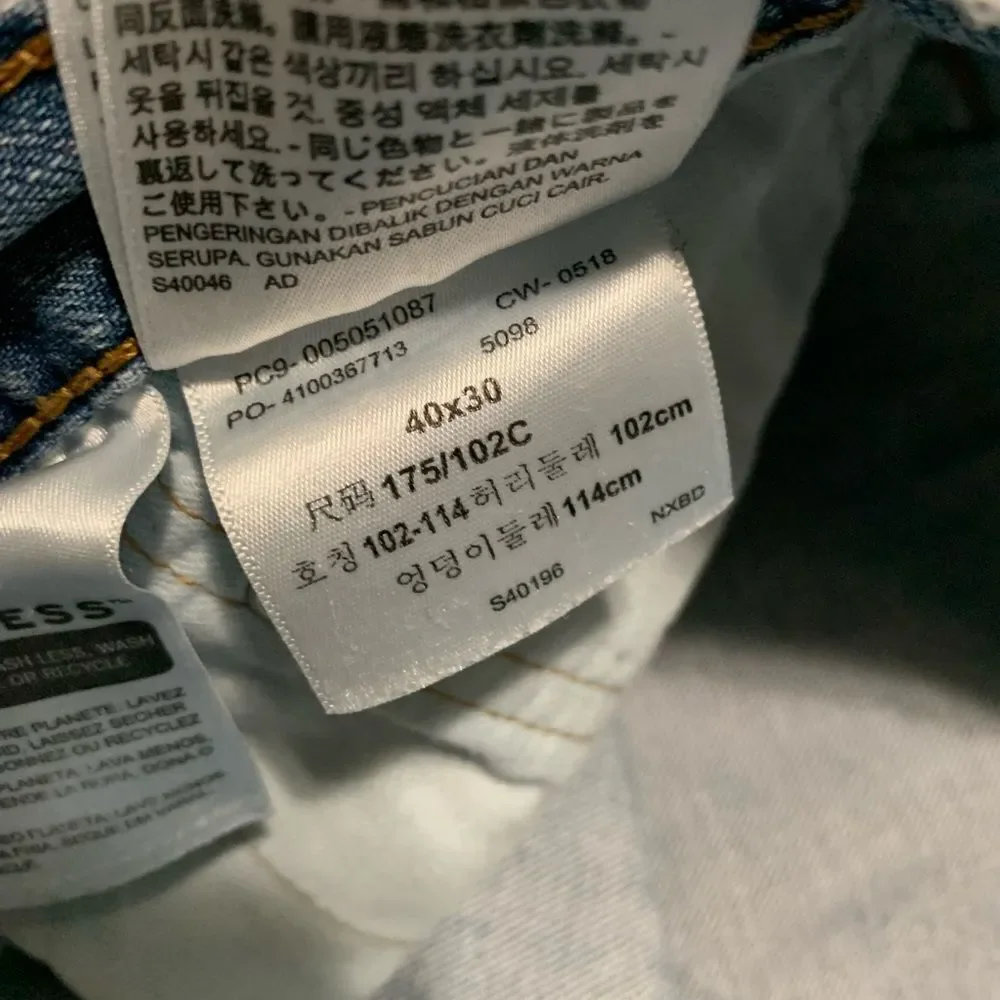 Levi’s 505 Mens 40x30 Straight Leg Denim‎ Blue Jeans Cotton Pants